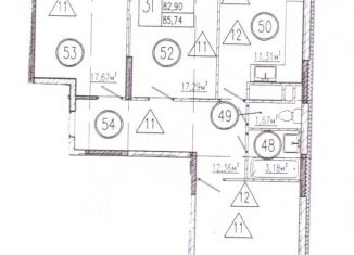 Продается трехкомнатная квартира, 82.9 м2, село Засечное, Центральная улица, 23