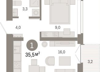 Продается 1-комнатная квартира, 35.5 м2, Тюмень, Ленинский округ