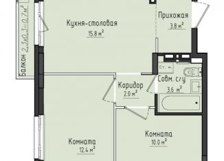 Продажа 2-комнатной квартиры, 47.5 м2, село Первомайский, жилой комплекс Город Оружейников, 23, ЖК Город Оружейников