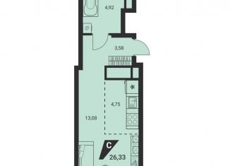 Квартира на продажу студия, 26.3 м2, Екатеринбург, Шефская улица, 42