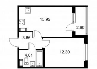 Продажа 1-комнатной квартиры, 37.4 м2, Колпино