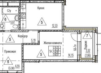 1-ком. квартира на продажу, 45 м2, Воронеж, набережная Чуева, 7