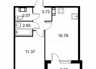 Продам 1-комнатную квартиру, 38.3 м2, Колпино