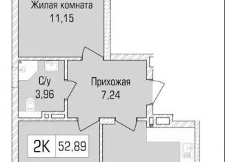 Продается 2-комнатная квартира, 53.1 м2, Новосибирск