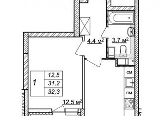 Продам 1-комнатную квартиру, 32.3 м2, Нижегородская область, жилой комплекс Новая Кузнечиха, 13