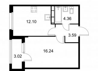 Продаю 1-комнатную квартиру, 37.8 м2, Колпино