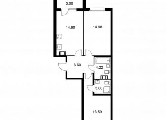 Продажа 2-ком. квартиры, 58.5 м2, Колпино