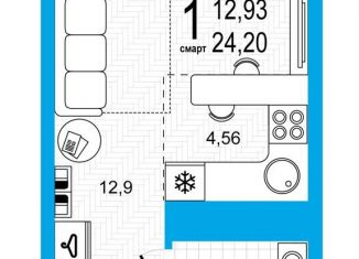 Продажа однокомнатной квартиры, 24.2 м2, Уфа, Дёмский район