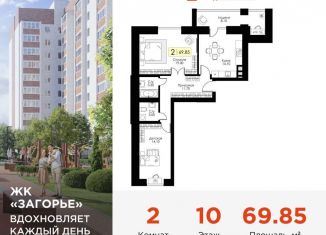 Двухкомнатная квартира на продажу, 69.9 м2, Смоленск, Ленинский район