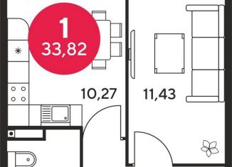 Продается 1-комнатная квартира, 33.8 м2, Ростов-на-Дону