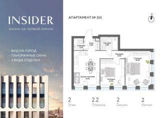 Продается 2-комнатная квартира, 56.5 м2, Москва, Даниловский район, Автозаводская улица, 24к1