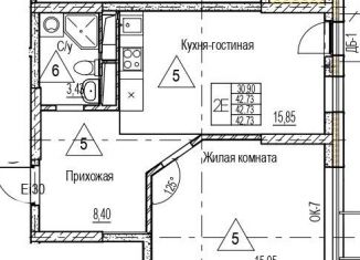 Однокомнатная квартира на продажу, 42.7 м2, Воронеж, Железнодорожный район, набережная Чуева, 7