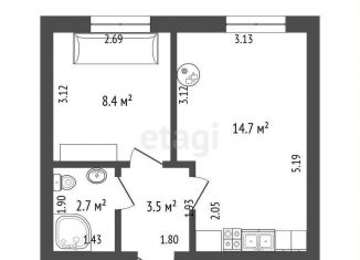 Продам 1-комнатную квартиру, 29.3 м2, село Стрехнино, улица 70 лет Октября, 14