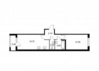 Продается 1-ком. квартира, 45.6 м2, Колпино