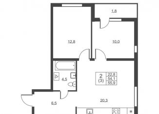 Продажа 2-ком. квартиры, 55.9 м2, городской посёлок имени Свердлова