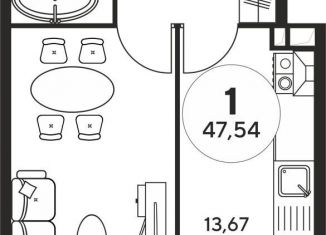 Продается 1-ком. квартира, 47.7 м2, Ростов-на-Дону, Пушкинская улица, 97