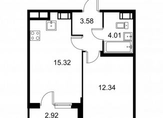 Продажа 1-комнатной квартиры, 36.7 м2, Колпино