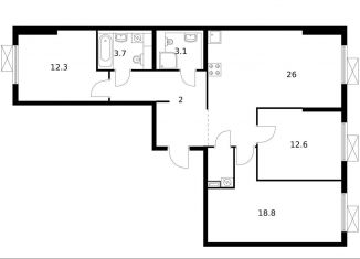 Продается трехкомнатная квартира, 89.6 м2, Москва