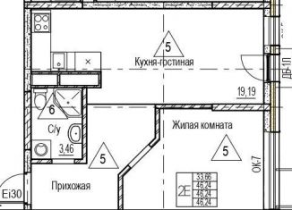 Продам однокомнатную квартиру, 46.2 м2, Воронеж, Железнодорожный район, набережная Чуева, 7