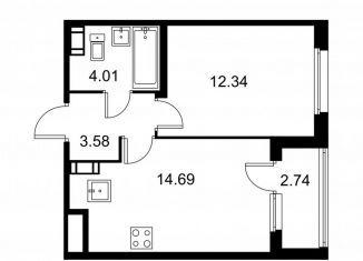 Продается 1-комнатная квартира, 36 м2, Колпино