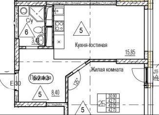 1-комнатная квартира на продажу, 42.7 м2, Воронеж, Железнодорожный район, набережная Чуева, 7