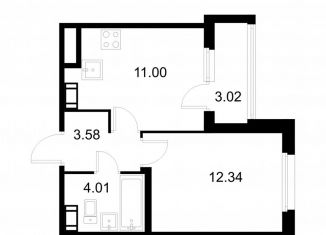 Продается 1-комнатная квартира, 32.4 м2, Колпино