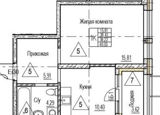 Продается 1-комнатная квартира, 38.2 м2, Воронеж, набережная Чуева, 7