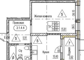 Продается 1-комнатная квартира, 38.2 м2, Воронеж, набережная Чуева, 7