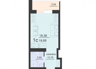 Продается квартира студия, 19.9 м2, Воронеж, Железнодорожный район