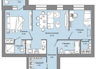 Продается трехкомнатная квартира, 69 м2, Ульяновская область, жилой комплекс Центрополис, 5