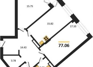 2-ком. квартира на продажу, 77.1 м2, Воронеж, Электросигнальная улица, 9Ак2, Коминтерновский район