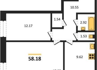 Продажа двухкомнатной квартиры, 58.2 м2, Воронеж, Левобережный район