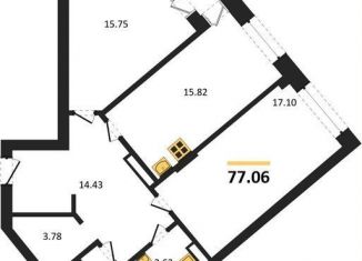 2-комнатная квартира на продажу, 77.1 м2, Воронеж, Коминтерновский район, Электросигнальная улица, 9Ак2