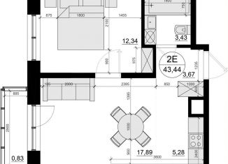 Продажа 2-ком. квартиры, 43.4 м2, дачный посёлок Лесной Городок