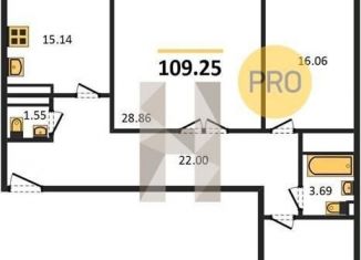 Продается трехкомнатная квартира, 109.3 м2, Ростовская область