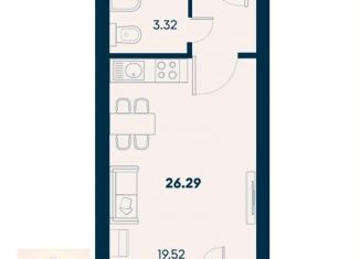 Продажа квартиры со свободной планировкой, 26.3 м2, поселок городского типа Заозерное, улица Аллея Дружбы, 11А