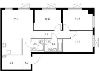 Продам 3-ком. квартиру, 77.2 м2, Москва, ЖК Большая Очаковская 2