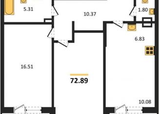 Продаю двухкомнатную квартиру, 72.9 м2, Воронежская область