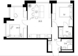 Продажа 2-ком. квартиры, 58.6 м2, Москва