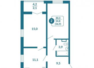 Продам 2-ком. квартиру, 56.9 м2, Кировская область, Заводская улица, 14