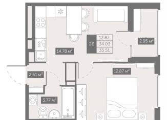 Продается 1-комнатная квартира, 35.5 м2, Самара, Московское шоссе, 179