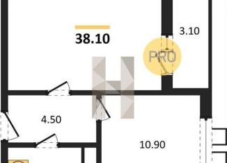 Продам 1-ком. квартиру, 38.1 м2, Воронеж, Центральный район, улица Шишкова, 140Б/6