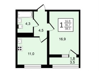 Продаю 1-ком. квартиру, 38.5 м2, Воронеж, Центральный район, улица Шишкова, 140Б/11