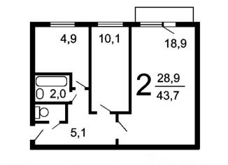 Продажа 2-ком. квартиры, 43.6 м2, Москва, бульвар Яна Райниса, 5, район Южное Тушино