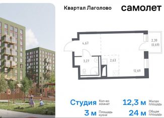 Продажа квартиры студии, 24 м2, деревня Лаголово, жилой комплекс Квартал Лаголово, 2