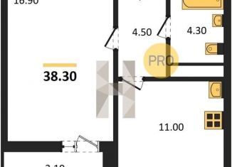 1-ком. квартира на продажу, 38.3 м2, Воронеж, Центральный район, улица Шишкова, 140Б/6