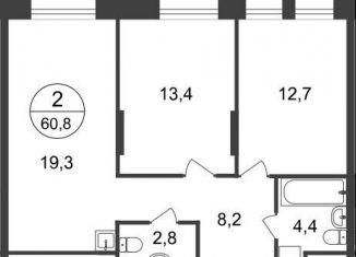 Продажа 2-комнатной квартиры, 60.8 м2, Москва, 11-я фаза, к3