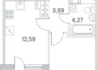 Продам 1-ком. квартиру, 34.9 м2, посёлок Шушары