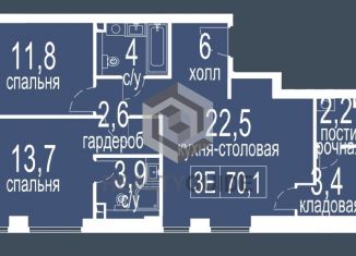 3-комнатная квартира на продажу, 71.8 м2, Москва, Большая Черёмушкинская улица, 25с14, метро Академическая