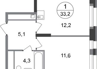 Продажа 1-комнатной квартиры, 33.2 м2, Москва